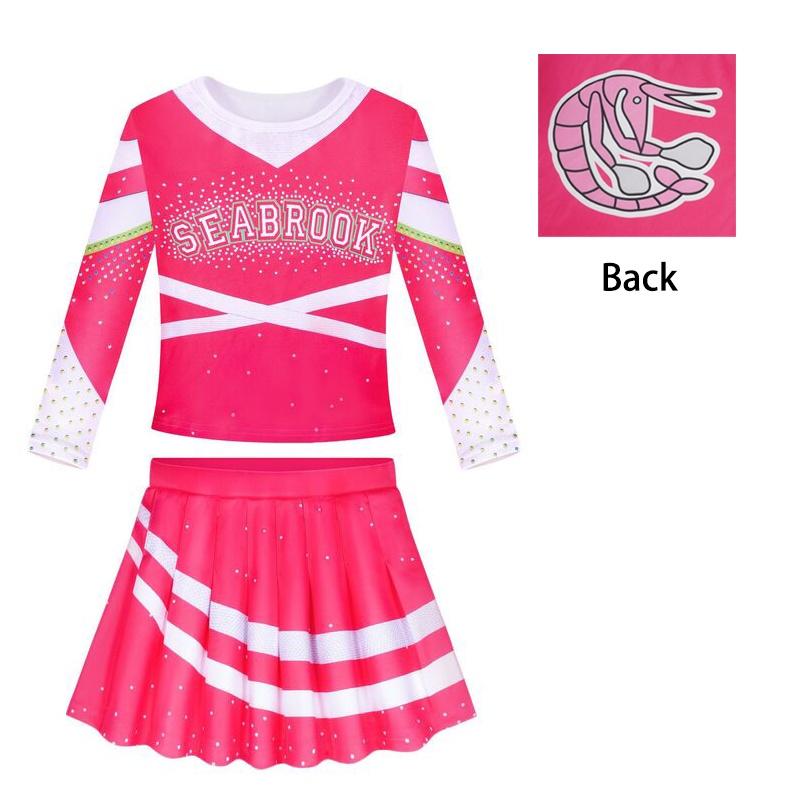 Kids 3 Zombies Cheerleader Cosplay Costume Girls Dress Halloween Gift Outfit