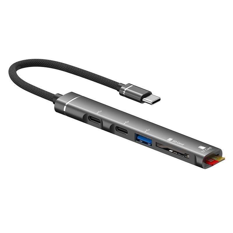 

SVT01 Type-C Docking Station Multiple Ports USB Hub Adapter for Cell Phones Dark Grey
