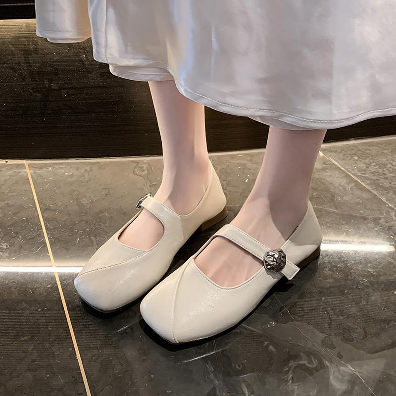 Mode Neue Retro Bao Zehen Eckige Zehen Pumps für Damen Elegante Riemen Niedrige Absatzpumps Damen Frühling Leichtgewichtige PU-Lederschuhe Mujer