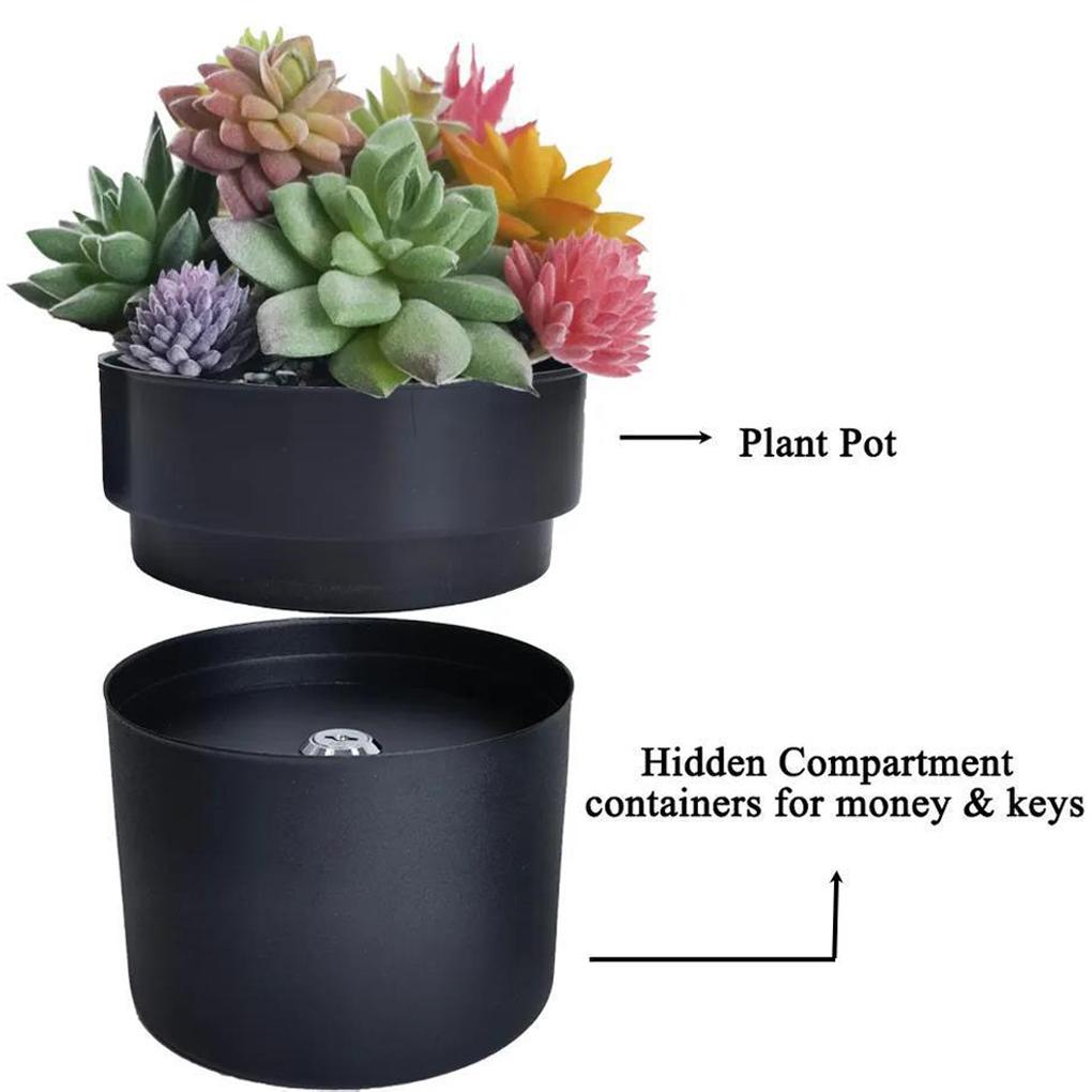 Lockable Hidden Safe Flower Pot 2-Layer Separable Security Box Secret Stash Organizer for Money Keys Jewelry & Other Valuables