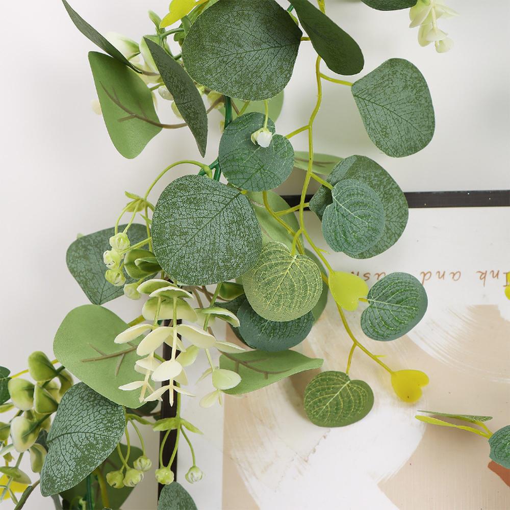 70.87in Faux Floral Vine Garland With White Rose Lifelike Artificial Eucalyptus Leaves Exquisite Durable Garland Hanging Plants