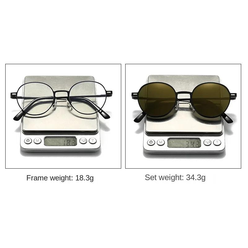 Round Metal Frame Polarized Magnetic Black Night Vision Clips On Glasses Optical Prescription Magnet Eyeglasses Magnet Exposed