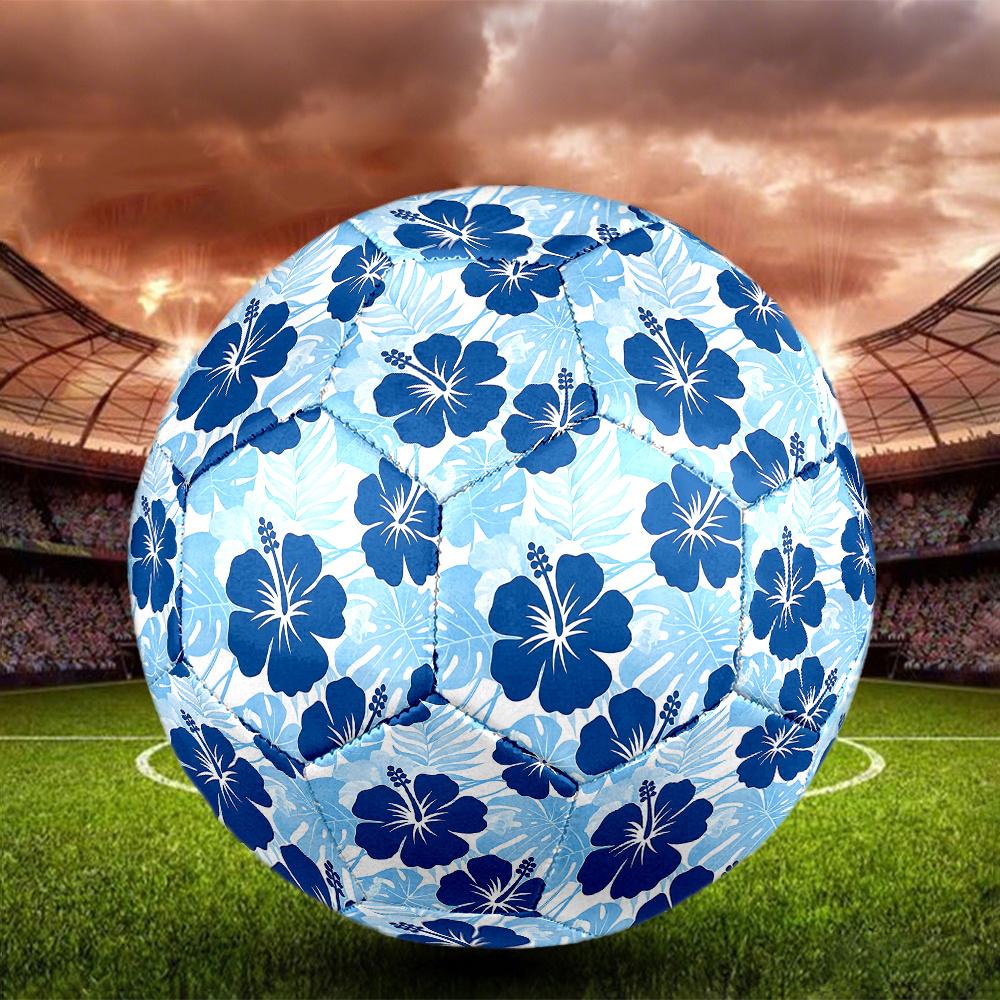 1PC Blue Floral Soccer Ball Size 5 Football Machine Sewn Indoor/Outdoor Universal Football Surprise Collection n145