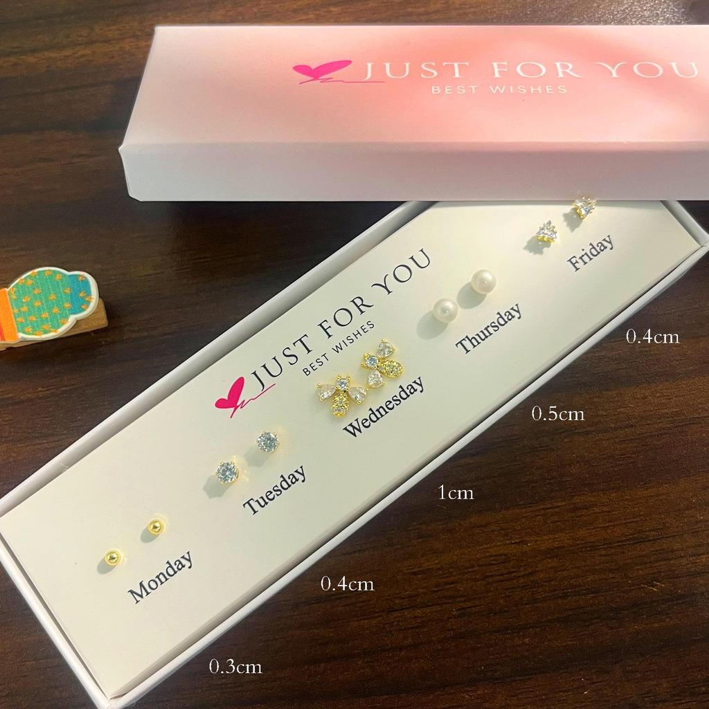 Weekly Gift Box: Star, Moon, Butterfly & Flower Bow Stud Earrings for Girls