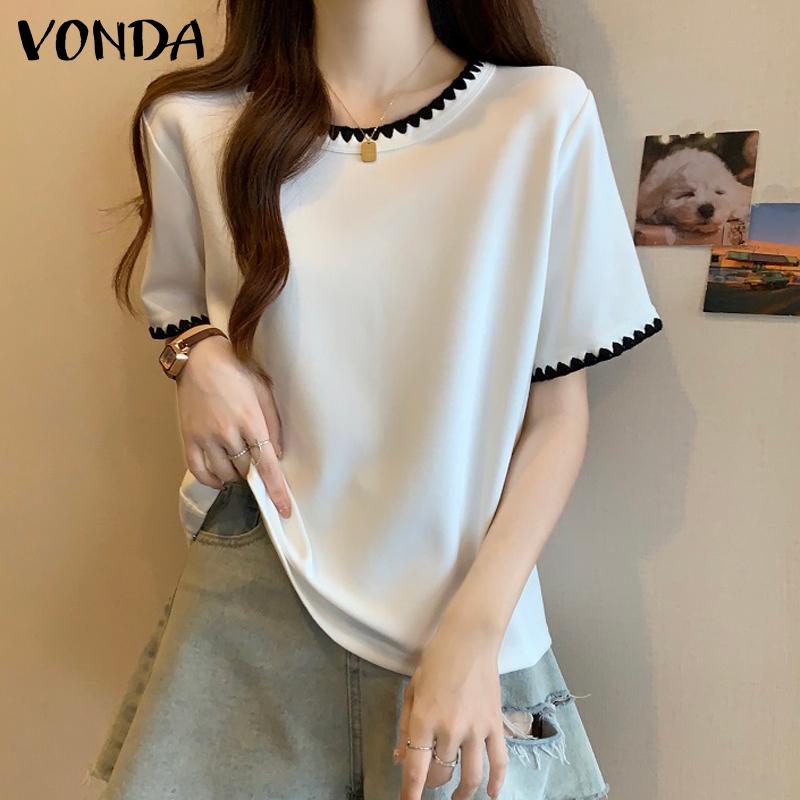 

VONDA Летние женские цветные повседневные топы с короткими рукавами, футболка