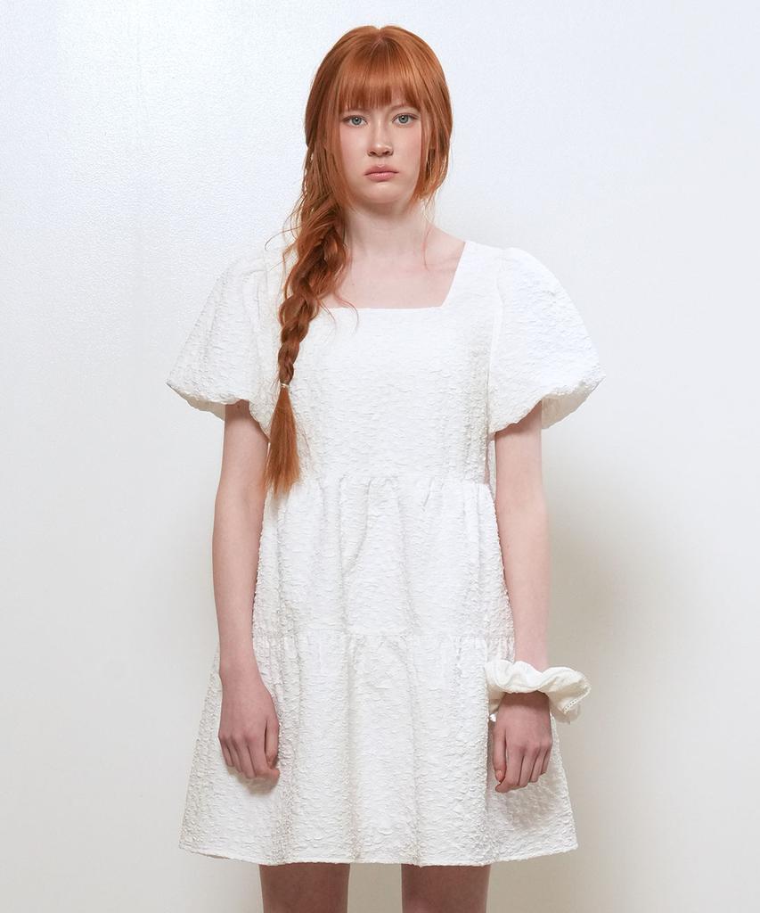 General Idea Wrinkle Volume Puff Dress [White] / Wbe2L15503