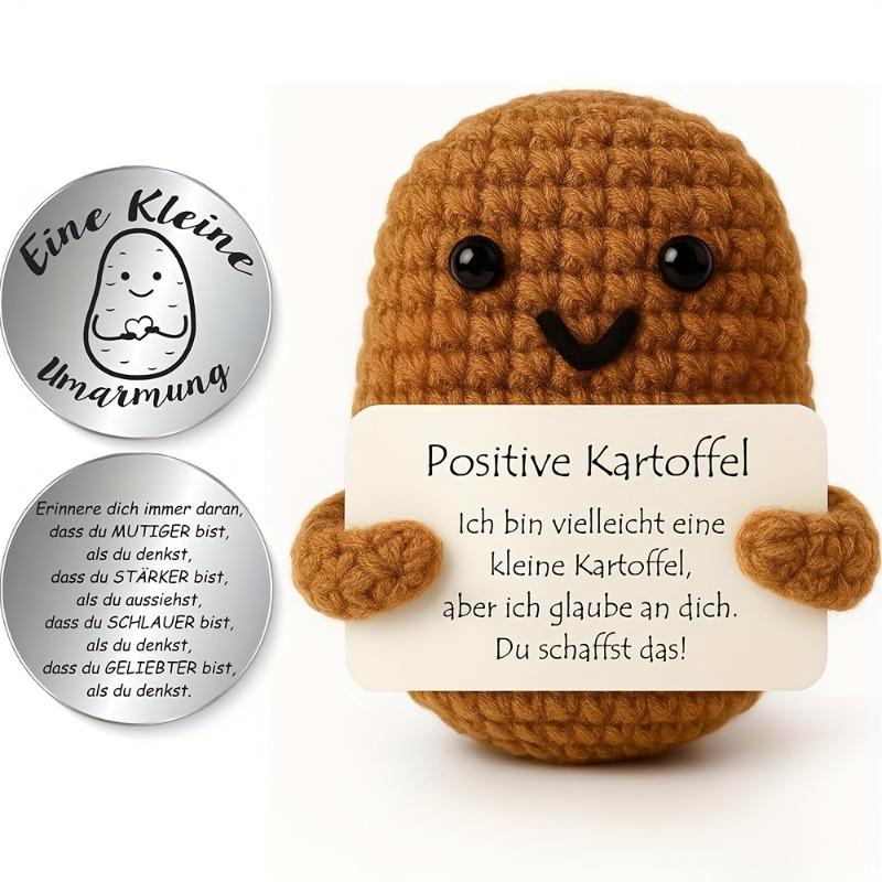 Pocket Hug and Positive Potato Crochet Kit, Creative Knitting Wool Potato and Small Hug Lucky Charm, Courage Gift,Excluding coin