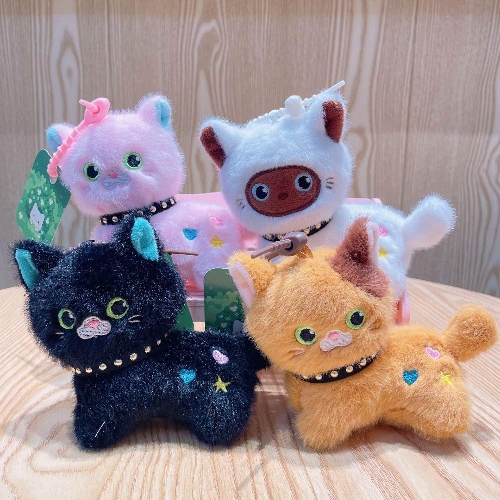 Girl Heart Simulation Kitten Pendant Fluffy Stuffed Plush Cat Key Chain  Backpack Decor