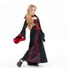 Lace Up Halloween Witch Long Dress Stand Collar Children Medieval Printed Dress  Kids