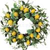 Artificial Lemon Peony Wreath Wall Hanging Decor Door Home Festival Party Decoration