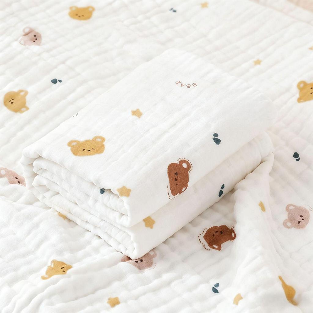 Pure Cotton High-Density Gauze Baby Bath Towel, Four-Layer Newborn Blanket