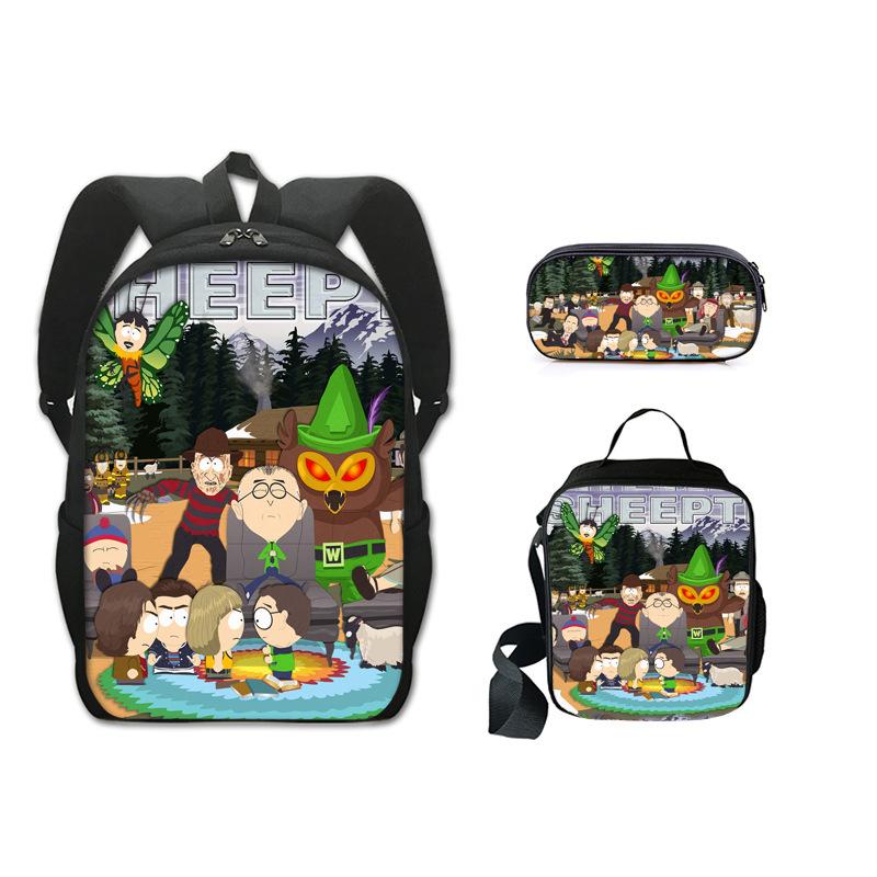 Classic Popular Novelty Funny south park 3D Print 3pcs/Set pupil School Bags Laptop Daypack Backpack Lunch bag Pencil Case