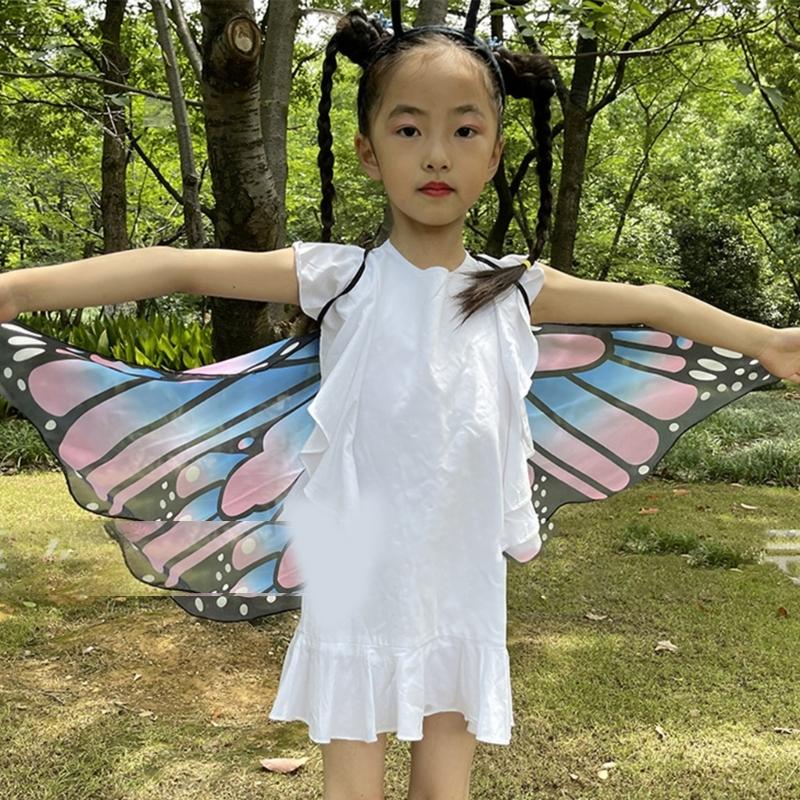 Boys Girls Shawl Butterfly Wing Dancing Party Photo Fairy Cosplay Accessory Christmas Halloween Dress up Cape Coverups
