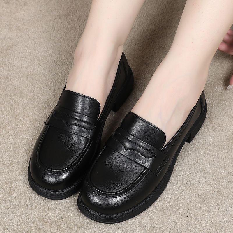 Genuine Leather Slip-on Loafers - 2025 Versatile Soft Sole Shoes for Spring/Autumn, Comfortable British Style with Low Heel