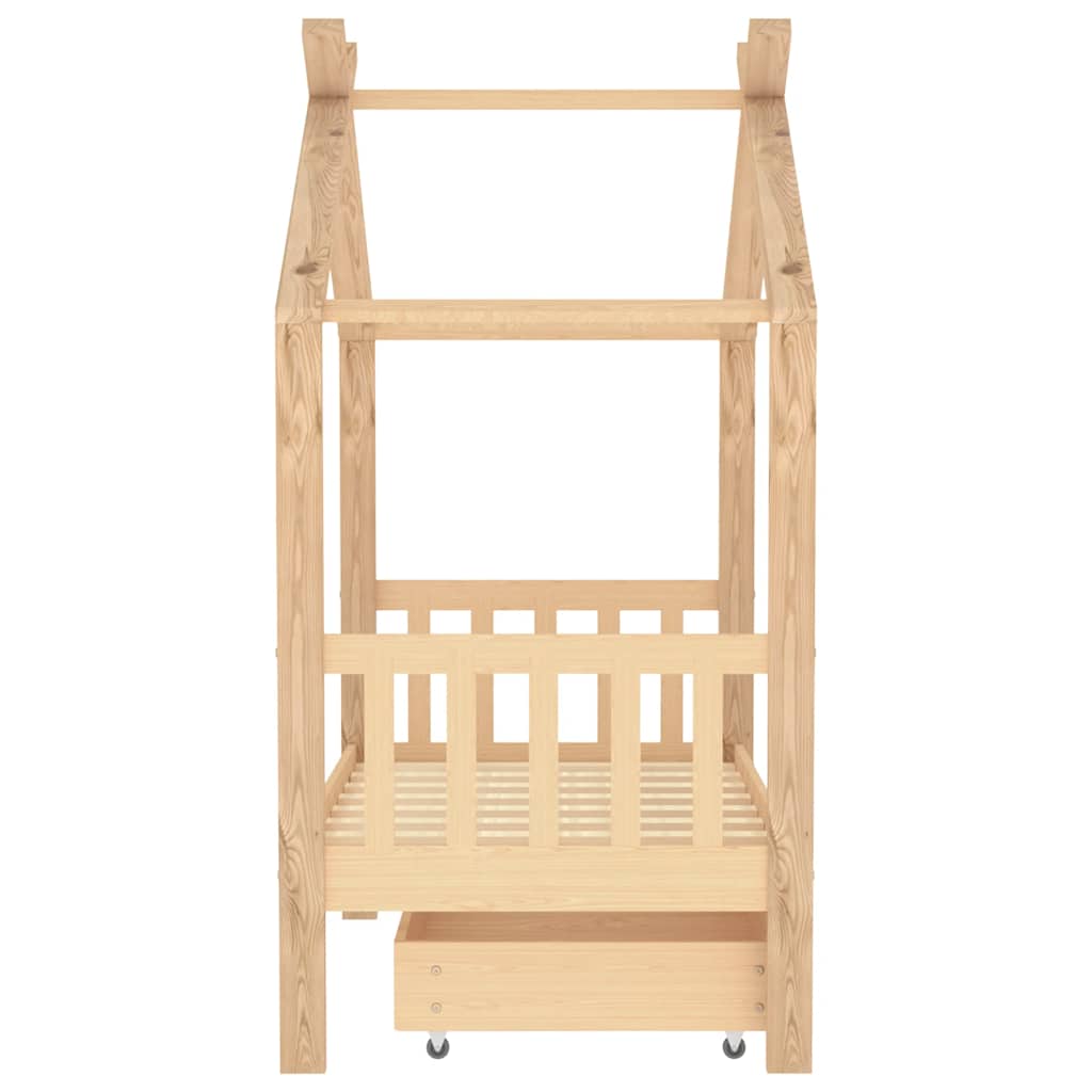 Children s Bed with Drawer Solid Pine Wood 70 x 140 cm