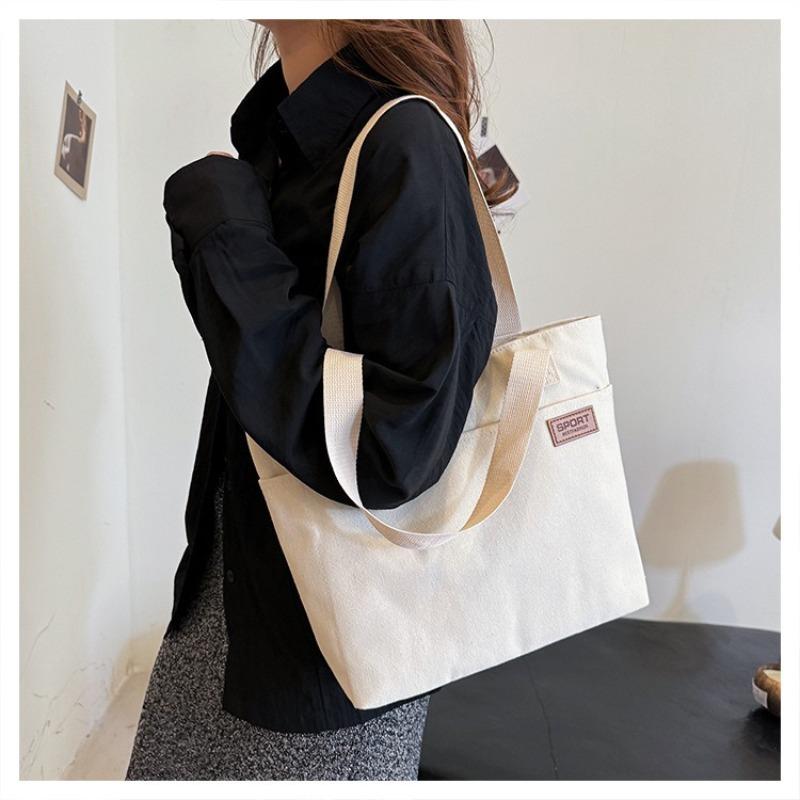Students Classroom Shoulder Bag Simple Large Capacity Canvas Bag Female Versatile Commuting Literary Tote Bag Handheld