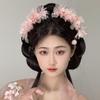 Hanfu headdress, women's original new model, side fairy pink wrapped silk flower soft hairpin, ancient style hair accessories