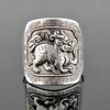 New In Ethnic Style Square Divine Beast Mens Rings 990 Thai  Vintage Enamel Blue Banquet Party Jewelry Opening Adjustable