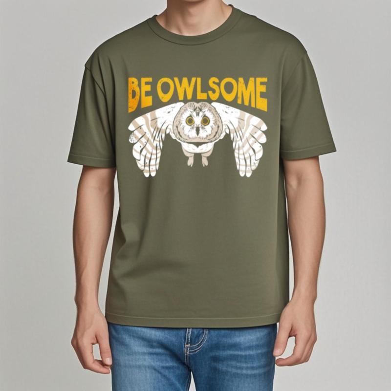 

Summer Short Sleeve Shirt Breathable Unisex summer t shirt Fashion Be Owlsome Owl With Wings Spread Stylish For her Top tees 4XL