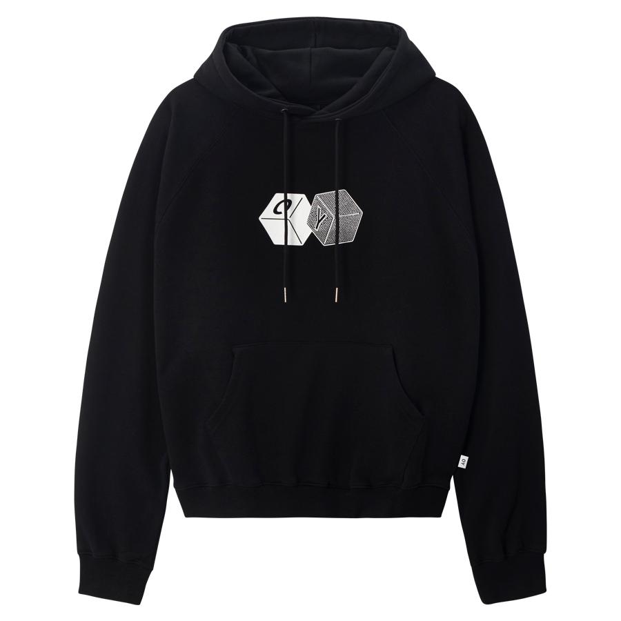 Oy Rhinestone Cube Logo Hoodie - Black Black/2Size