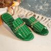 Oversized Flat Slippers with Crocodile Pattern Chain Casual Shoes for Women