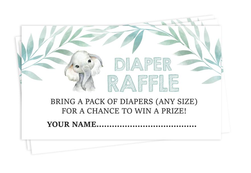 

Inkdotpot 30A Baby Elephant Гендерно-нейтральный Baby ShowerA Подгузник Розыгрыш Билет Лотерея Вставка Карты Поставки Игры для Baby Shower 2 x 3.5 Inches