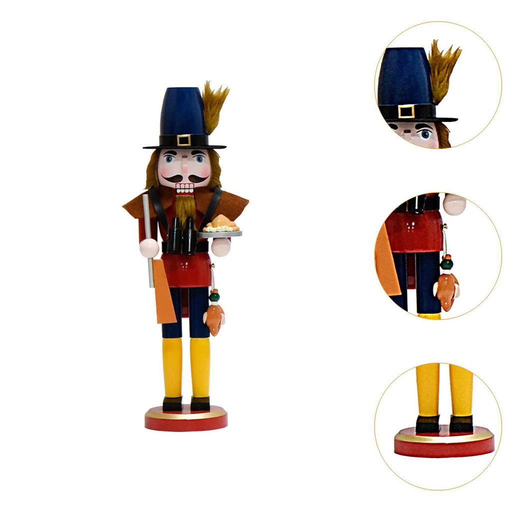 Traditional Wooden Nutcracker Ornament Statue Collectible Desk Sculpture Figurine Christmas