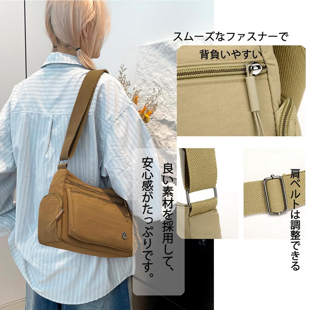 Niliv Women's Nylon Shoulder Bag, Lightweight, Waterproof, Small, 2-Way, Adjustable Shoulder Strap, Simple Design, Perfect for Commuting