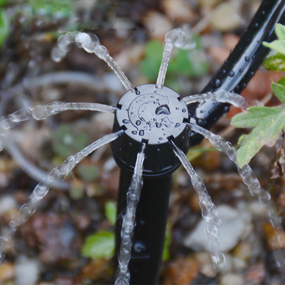 100 Pcs 360 Degree 8 Holes Sprinklers Garden Greenhouse Adjustable Irrigation Nozzle 13cm Ground Plug-in For 4/7mm Hose PE Pipe