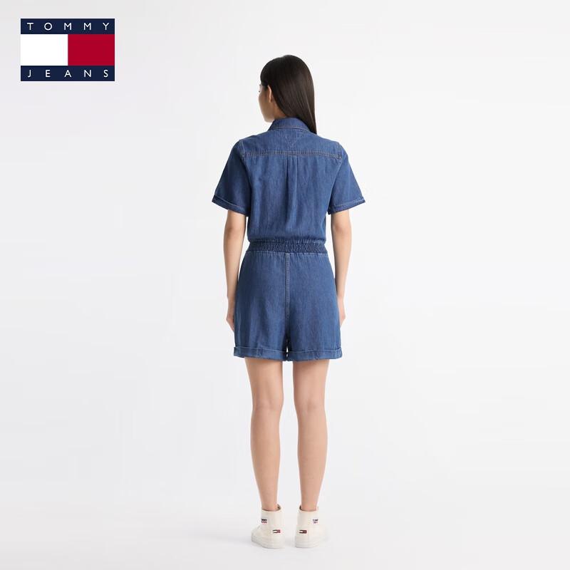 TOMMY JEANS Women's Embroidered Denim Romper Shorts