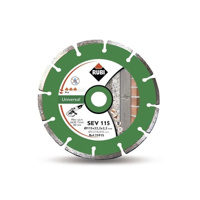 Disque De Coupe - RUBI - SEV PRO (115 Mm) - Matériaux De Chantier - Brique - Béton - Dalle