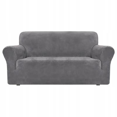 Cover for a 2-seater Sofa, Velvet Corner Sofa, Elastic, Tess, Gray