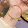 Golden Nuggets Women's Gold Disco Ball Beaded Bracelet - Crushed Silver Ancient Design Jewelry