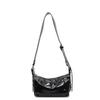 Solid Color Retro Motorcycle Style Shoulder Crossbody Bag For Women Summer Daily Use
