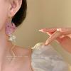 Zircon pearl chiffon bud fringed ear hook spring and summer sweet temperament earrings niche high-end versatile earrings women