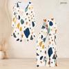 Women Plus Size Round Neck Three Quarter Sleeve Printed Flared Top Flared Pants Two Piece Set