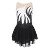 Girls Shiny Rhinestones Ballet Lyrical Dance Dress Color Block Sheer Mesh Splice Dresses Kids Figure Skating Performance Costume