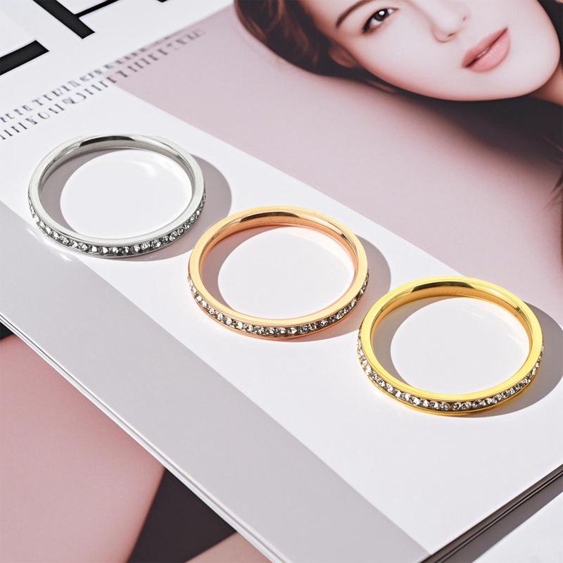 Koreanischer Stil Damen Titanstahl Diamantring - Elegant, Vielseitig, Schmuck mit dünnem Band