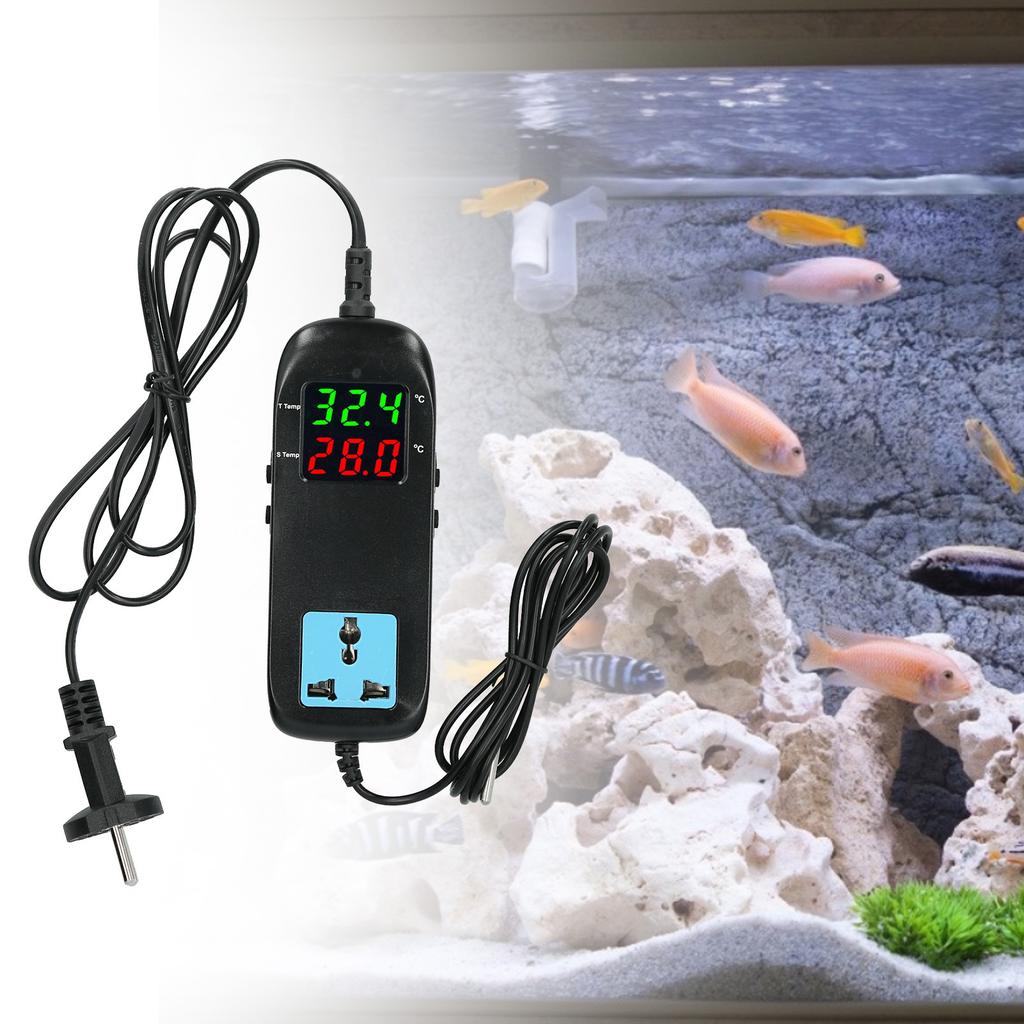 Electronic Thermostat Temperature Controller Dual LED Display with Power Cord for Plant Greenhouses AC