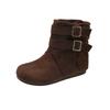 [Fanfna] Retro Suede Short Boots Women's 2025 Autumn New Round-head Martin Boots Low Tube Western Pile Boots