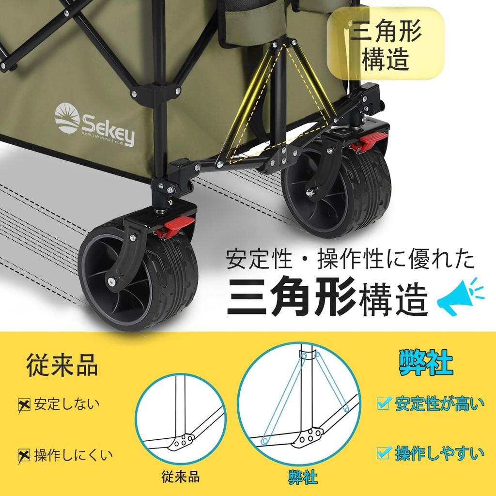 Sekey Extra Large Capacity 300L Load Capacity 200kg Length Carry Wagon for Long Items Χοντρά ελαστικά με πλάτος 10cm Το μέγεθος είναι το μικρότερο μεταξύ παρόμοιων