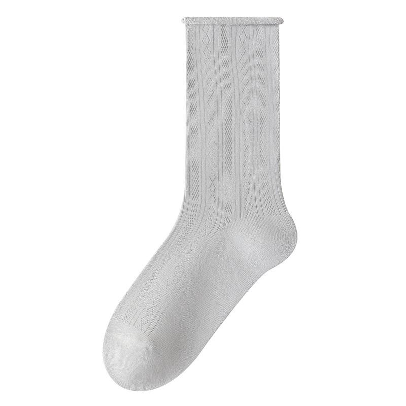 Summer Stacking Socks, Women's Ice Silk Cotton Breathable Mid-leg Socks, Anti-odor and Sweat-absorbing Thin Style