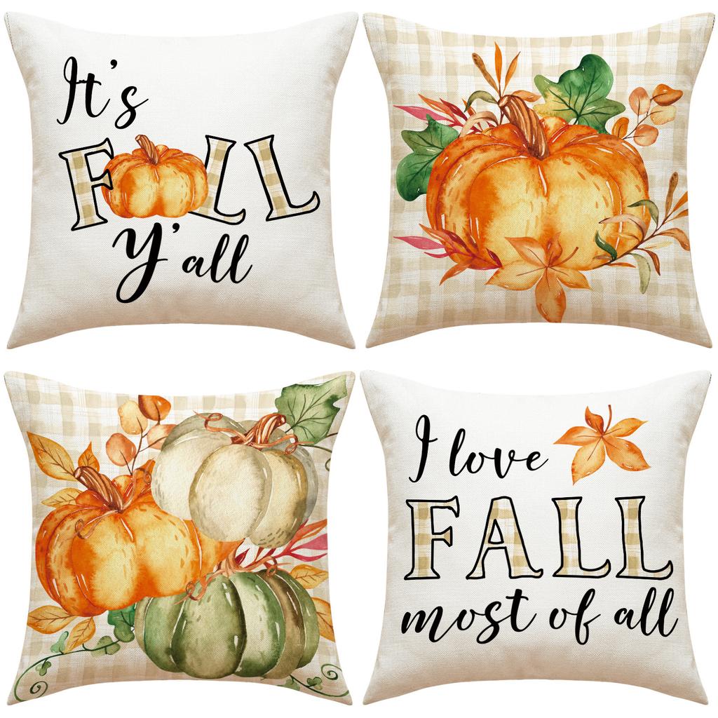 New Thanksgiving Autumn Pillow Letter Pumpkin Maple Leaf Turkey Home Cushion Pillow Cover