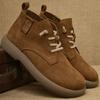 New Men's Cowhide Short Boots Winter Stretch Shoelace Ankle Boots Men's Leather Soft Bottom Vintage Workwear shoes Chelsea Boots