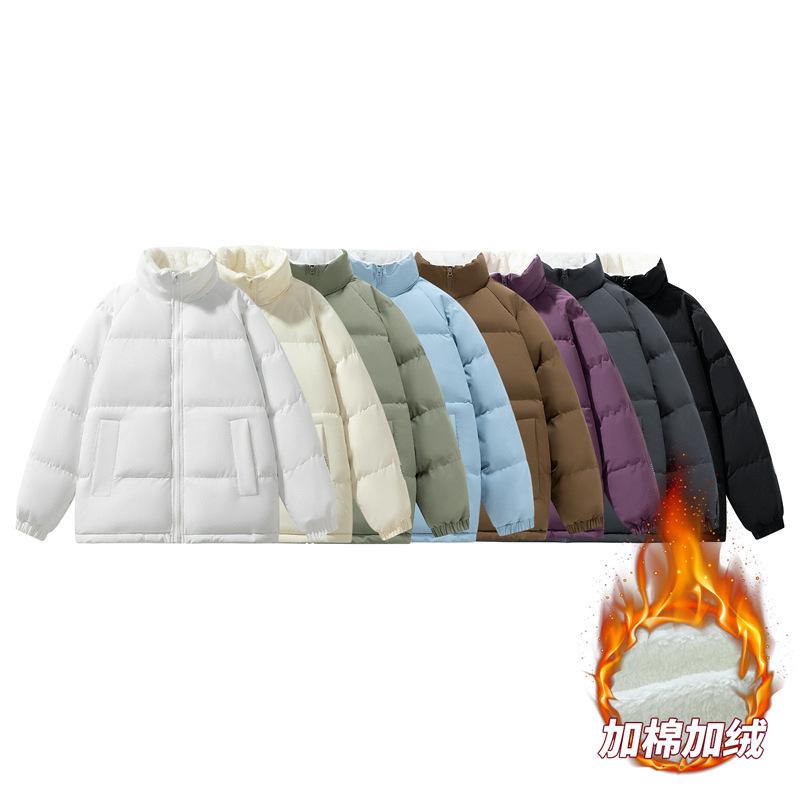 Padded Clothes Men's Autumn and Winter Velvet Thickened Padded Jackets Couple Brand Cold-proof Clothes Stand-up Collar Warm Padded Clothes Men's 