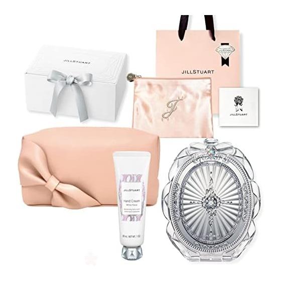 [Подарочная упаковка] Подарочный набор JILLSTUART White Floral Hand Cream & Compact Mirror Pouch [Настоящая подарочная коробка, сумка для покупок, открытка с надписью включены]