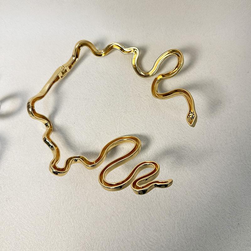 Tooxika Fashion Personality Irregular Twisted Snake Open Collar Unique Temperament Spring Necklace For Women