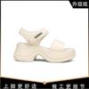 Fashion 2025 Summer New Women's Sporty Wedge Sandals Platform High Heel with Buckle Solid Color Thick Sole Casual Footwear
