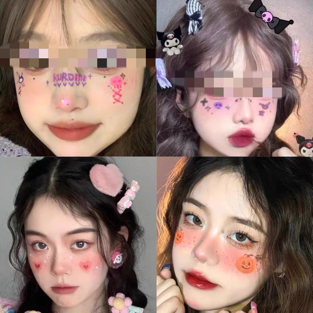 Halloween Kids' Waterproof Cartoon Tattoo Stickers - Cute Pumpkin, Ghost, and Skull Designs for Face Makeup