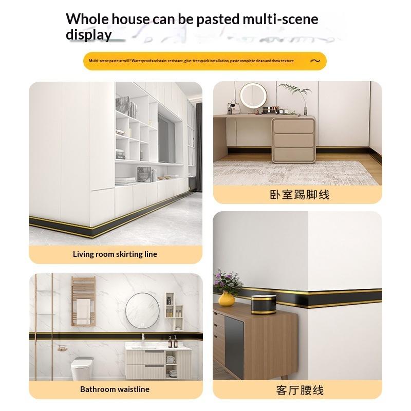 Self-Adhesive Skirting Wall Stickers 5m Stain Resistant Baseboard Trim for Living Room Dining Area Wall Decoration